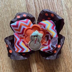 Thanksgiving Turkey Embroidered Bow